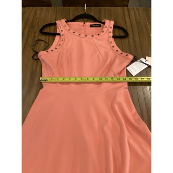 Ivanka Trump Scuba Crepe Fit & Flare cocktail work Dress Studded coral 6 NWT - Picture 5 of 9